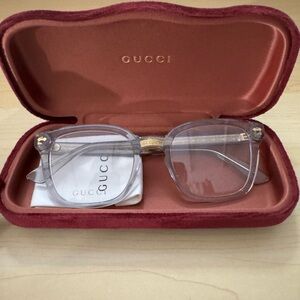 Gucci Clear + Gold Prescription Glasses NEW with case